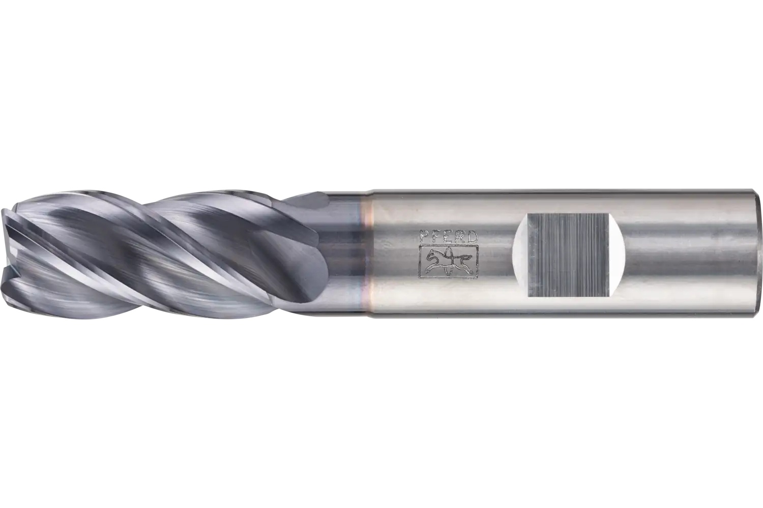Picture of Pferd .09" Radiused End Mill, 4 flutes, 5/8" Dia, 1-1/4" APMX, 3-1/2" OAL, Weldon shank